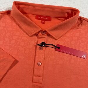 NWT Redvanly Mens Rodin Jacquard Polo Shirt Coral Pink XL Short Sleeve Golf
